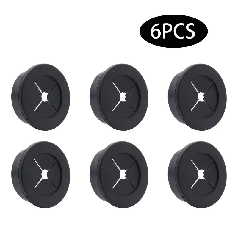Adyoney 6 Pcs 32mm / 1-1/4 Inch Black Cable Cord Grommets, Rubber Desk Grommets for Table Computer Desk Wire Organizer TV Console and Other Furnitures Cover - Image 3